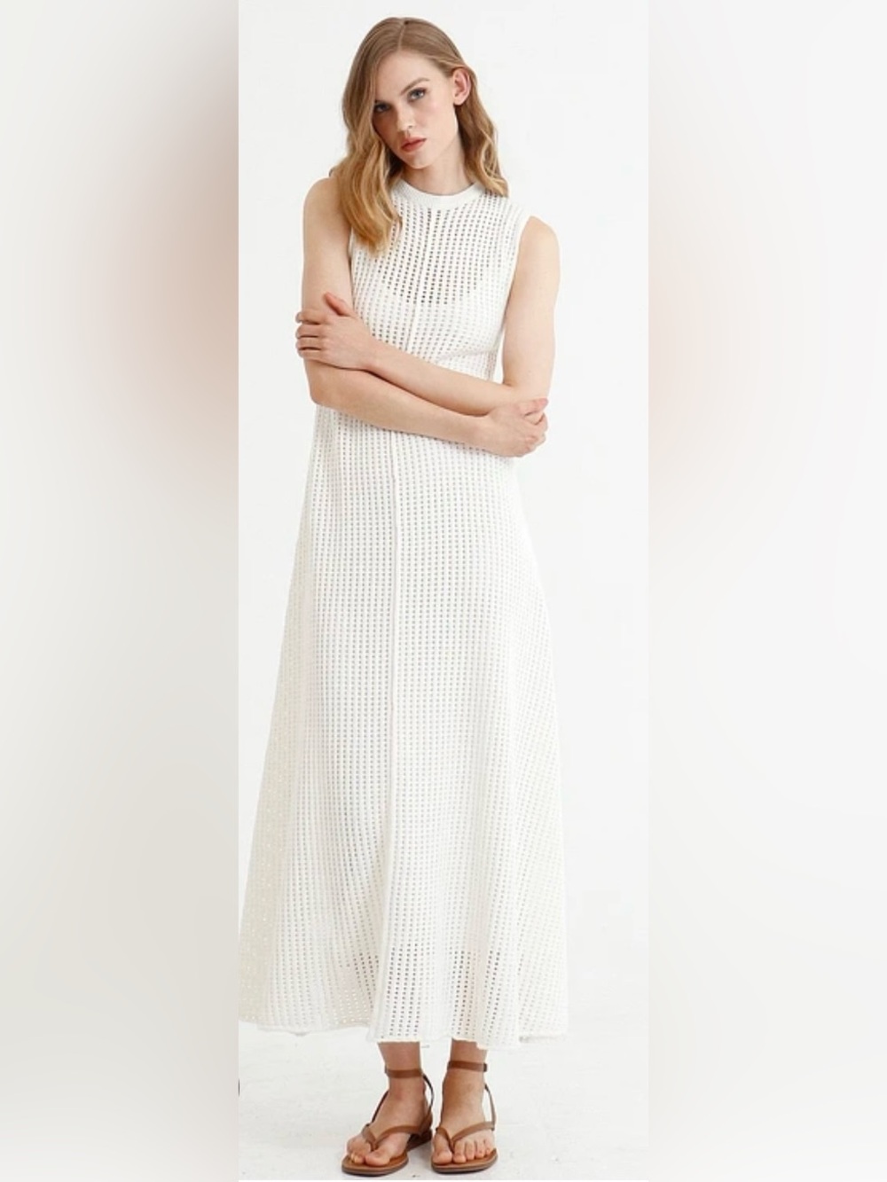 New Le’ ALX Knit Crotchet Sleeveless Maxi Dress size Small